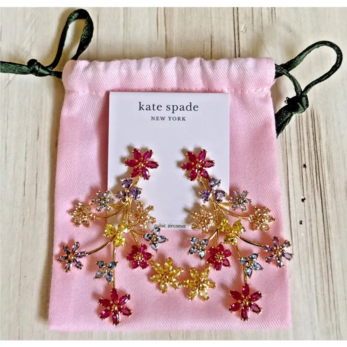 Statement Earrings Floral First Bloom Multicolor Flowers with Bag by Kate Spade
