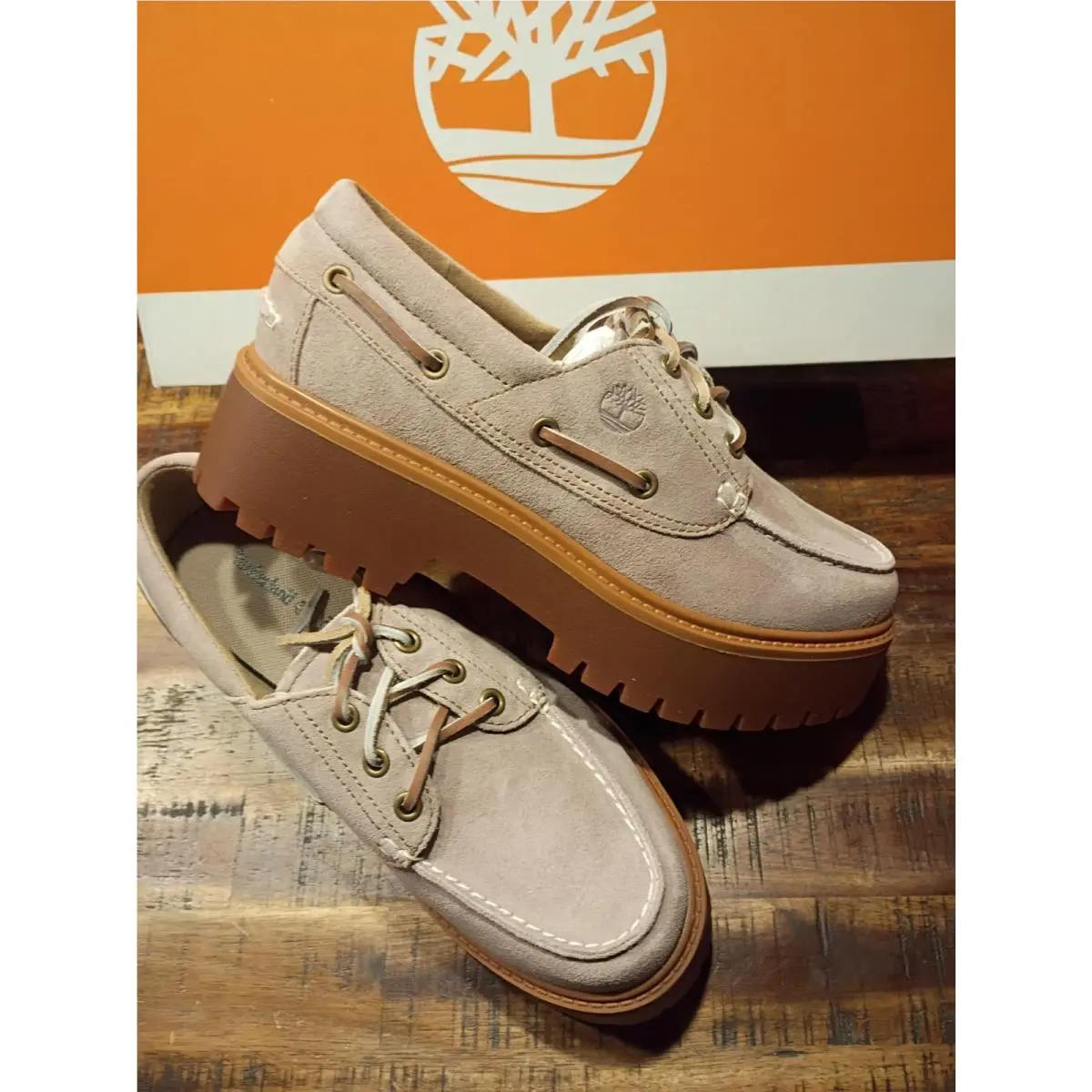 Womens Timberland Stone Street Platform Boat Shoe Lt. Purple Prem Leather Sz 8.5