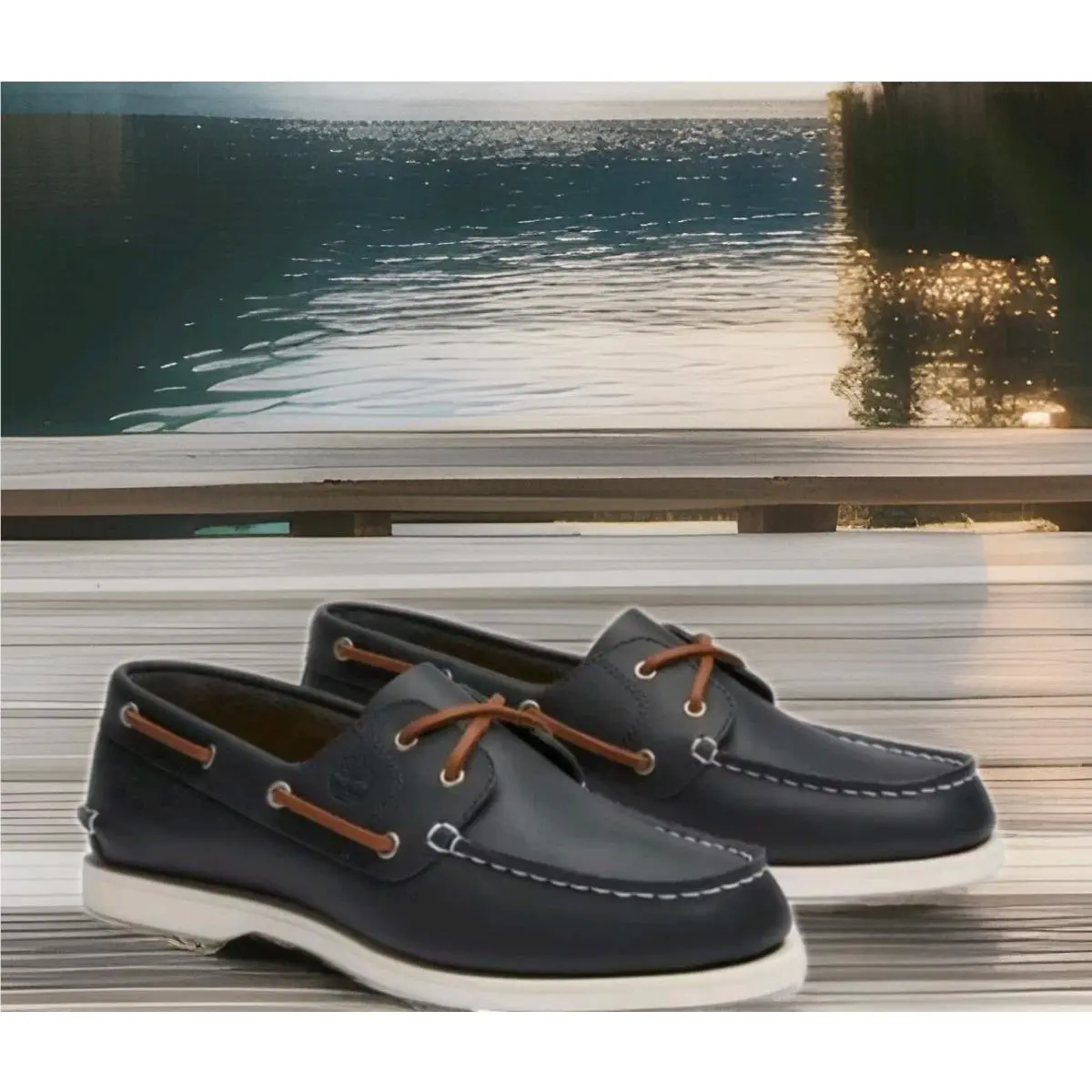 Women`s Timberland Premium Classic Boat Shoe Navy Blue Leather Sz 9.0