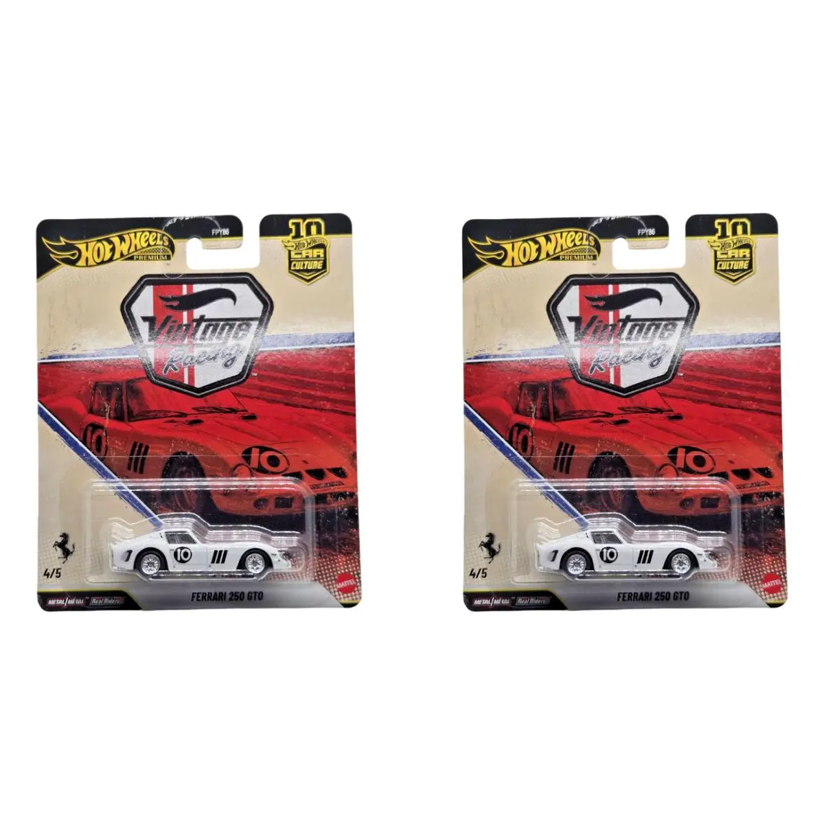2026 Hot Wheels Ferrari 250 Gto 4 White Car Culture Vintage Racing -set of 2