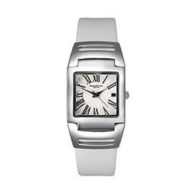 NY Silver Dial White Leather Strap Ladies Watch KC2288 by Kenneth Cole