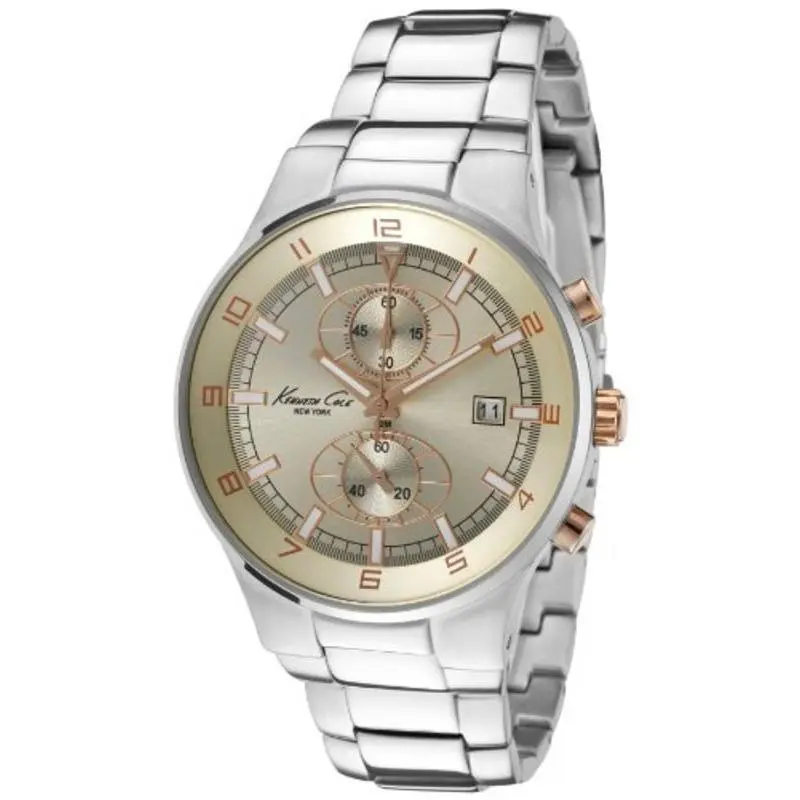 NY Chronograph Date Gold-tone Dial St. Steel Men`s Watch KC3980 by Kenneth Cole