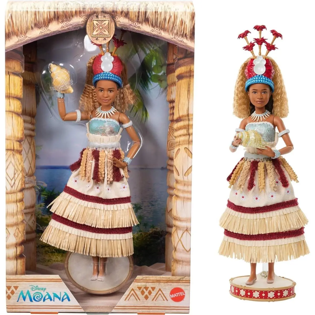 ​mattel Disney Collector Moana Collectible Fashion Doll in Ceremonial Look W/she