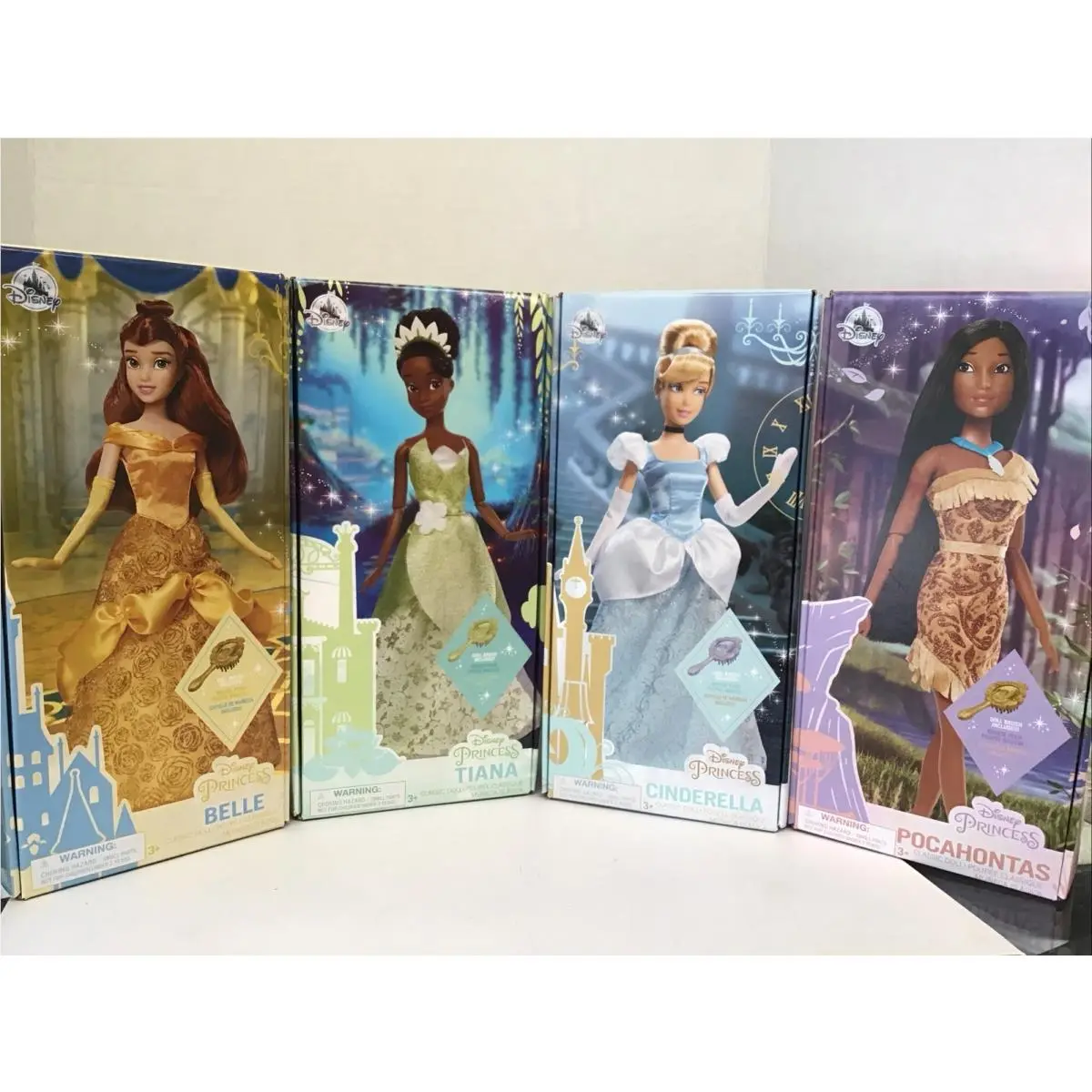 Disney Store 11” Princess Dolls Set OF 4 Belle Tiana Cinderella Pocahontas