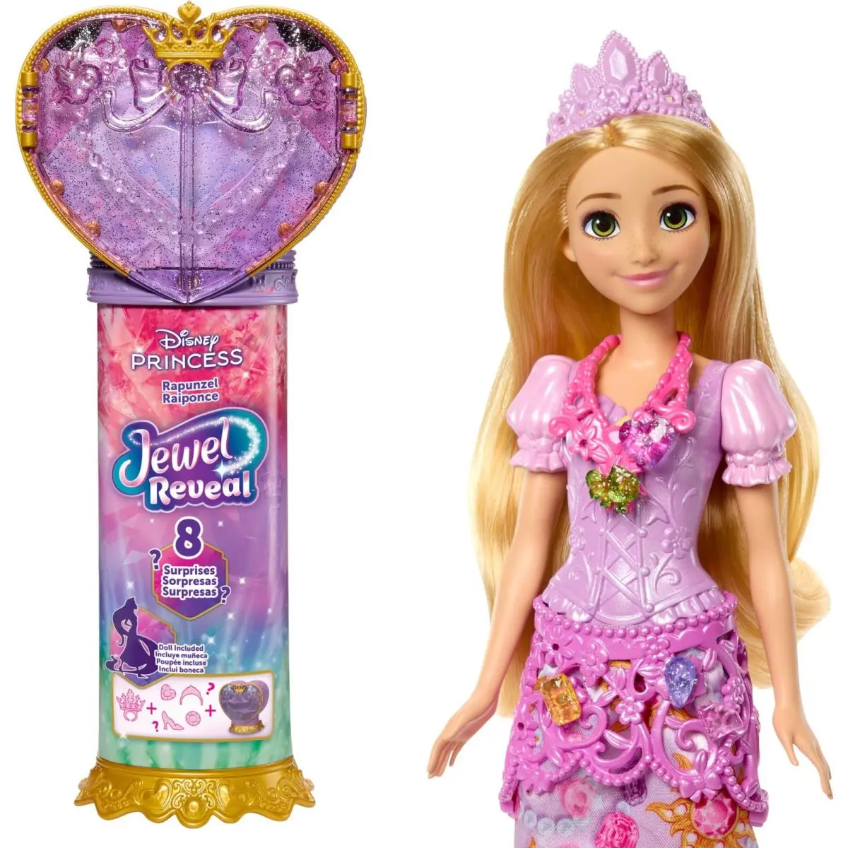 Mattel Disney Princess Rapunzel Fashion Doll Accessories with 8 Surprises Inc