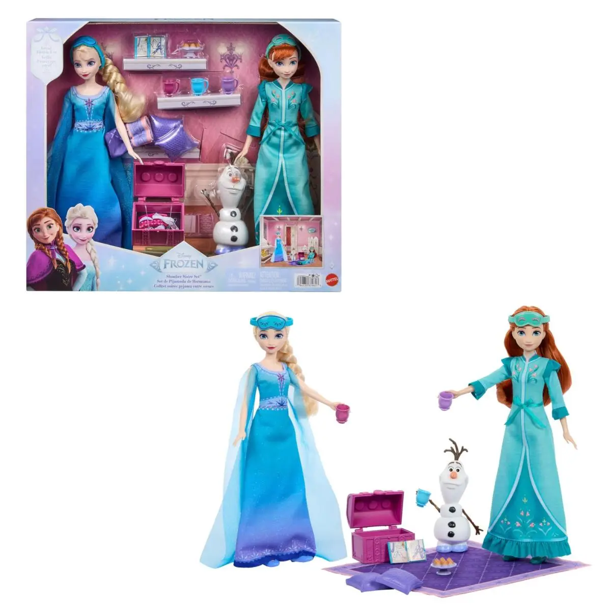 Mattel Disney Frozen Toys Anna Elsa Fashion Dolls in Royal Fitting Nightgowns