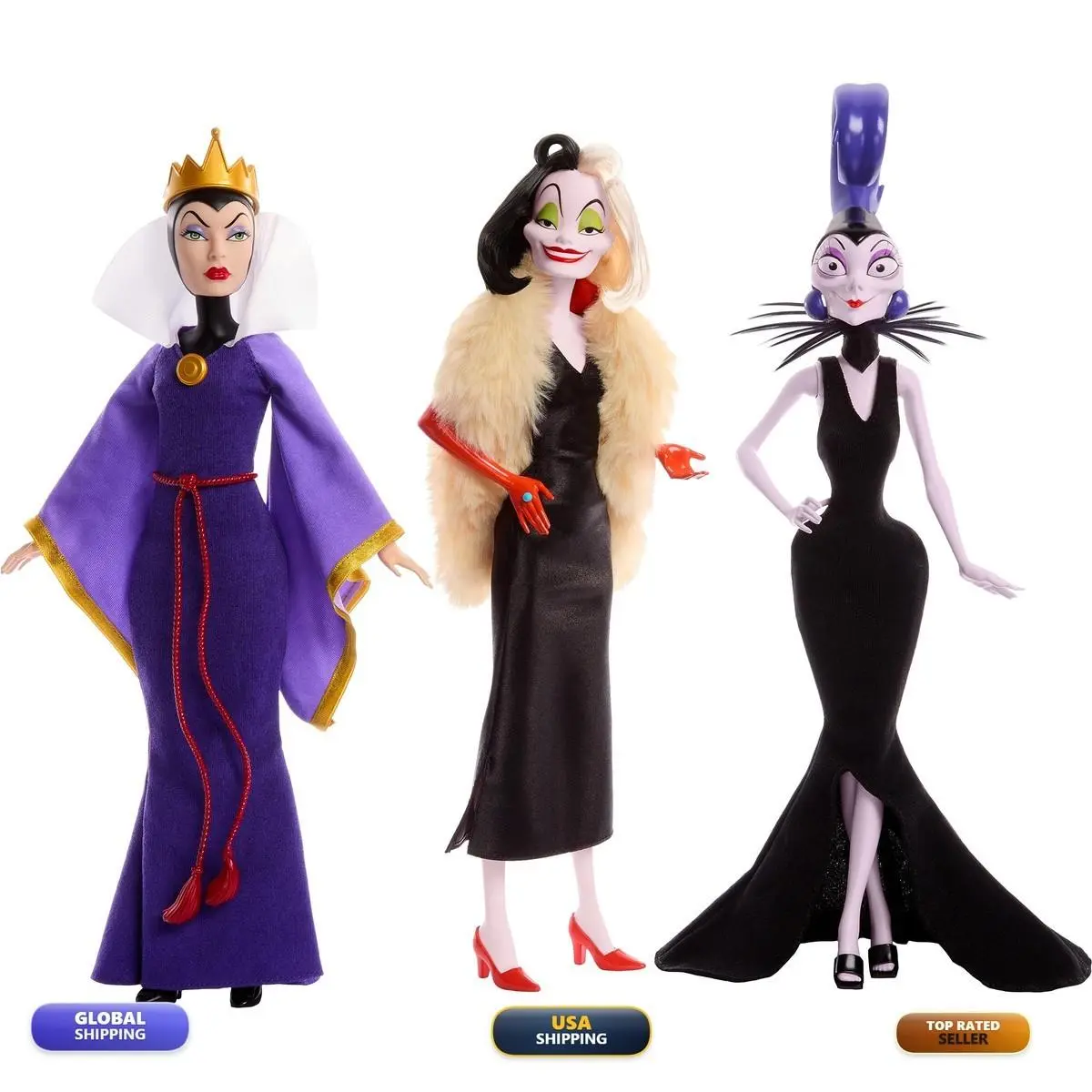 Mattel Disney Princess Villains Multipack - Evil Queen Cruella de Vil Yzma