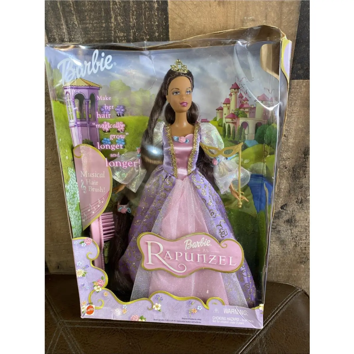 Rapunzel Barbie African American Doll Musical Brush Magical Long Hair 2001 Vtg