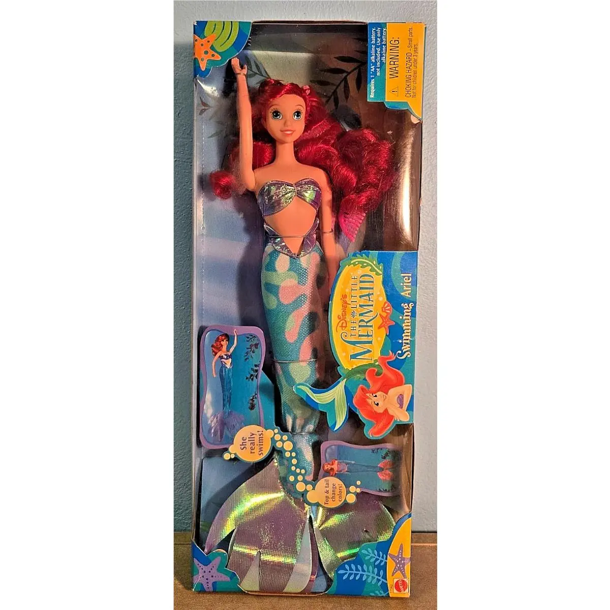 Vtg 1997 Disney Little Mermaid Swimming Ariel Doll Mattel Swims Color Change