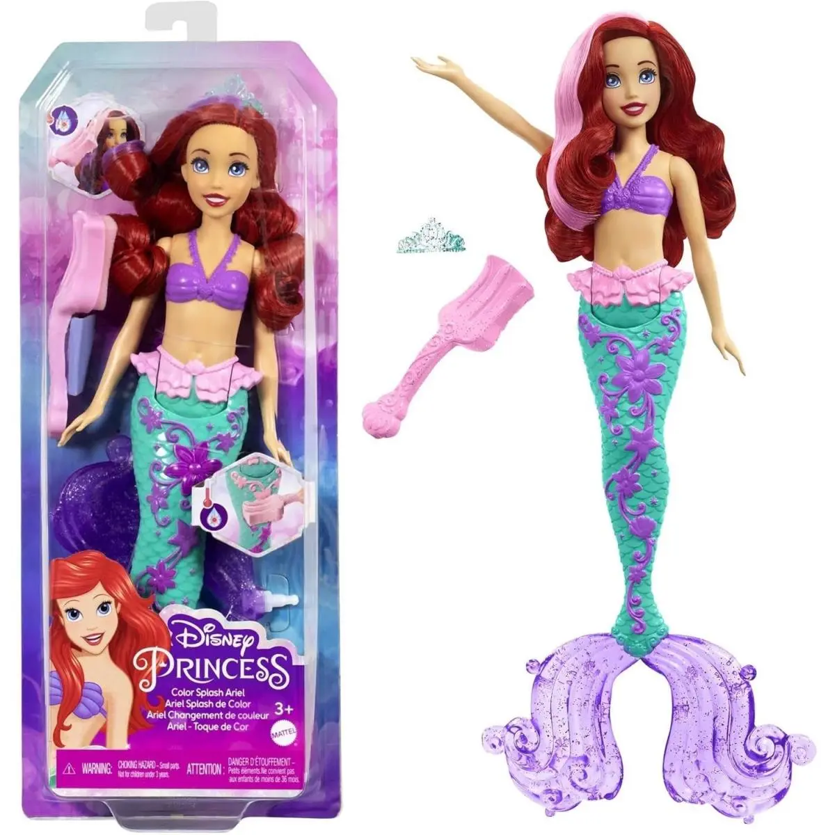Disney Princess Ariel Mermaid Doll Mattel Water-change Tail HLW00