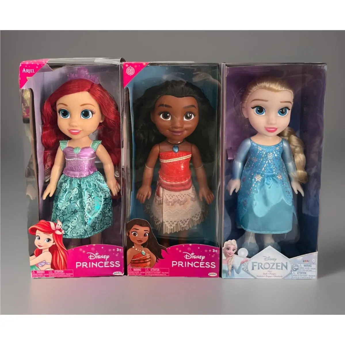Disney Princess Toddlers 14” Ariel Moana Elsa Bundle