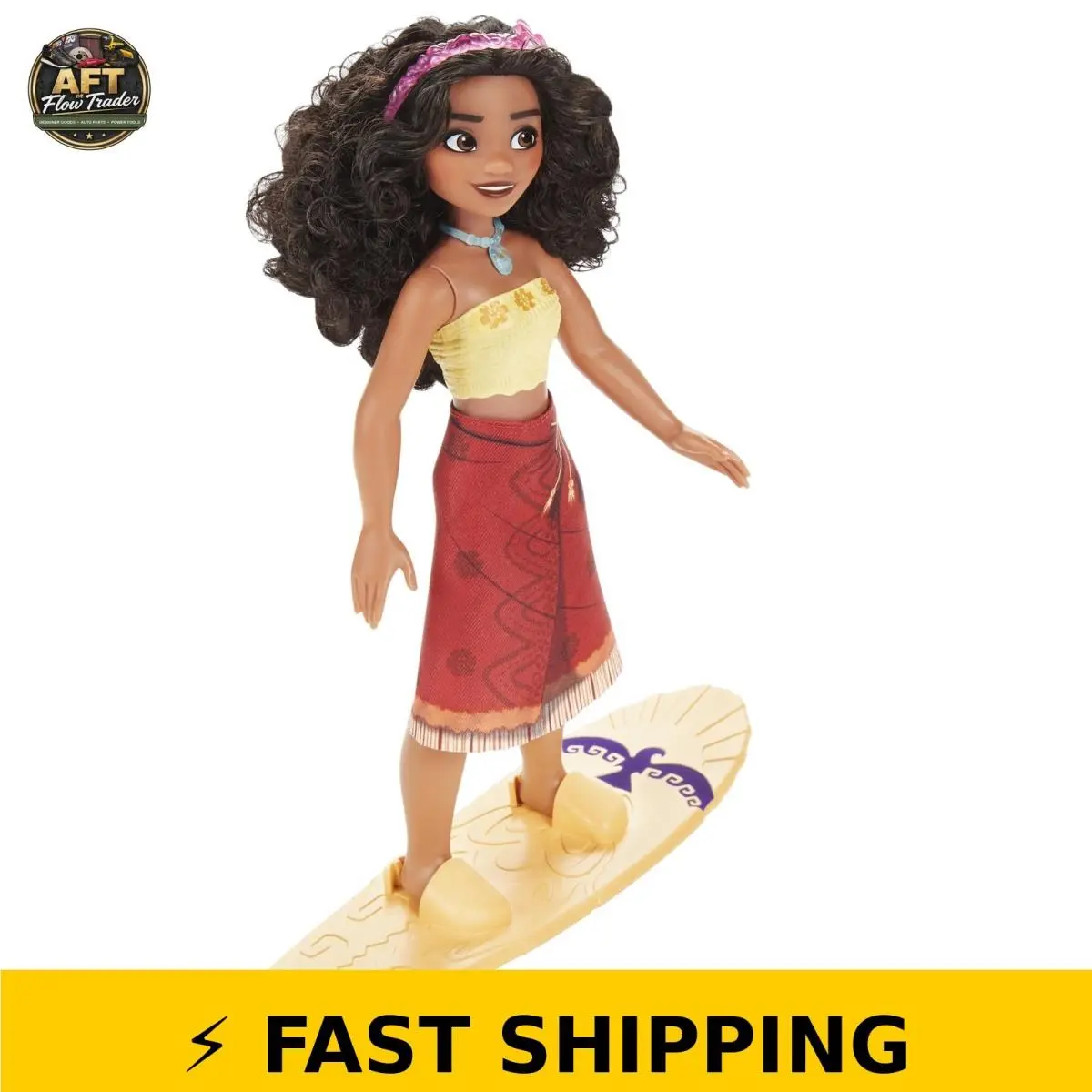 Disney Princess Surfer Moana Doll with Color-change Surfboard