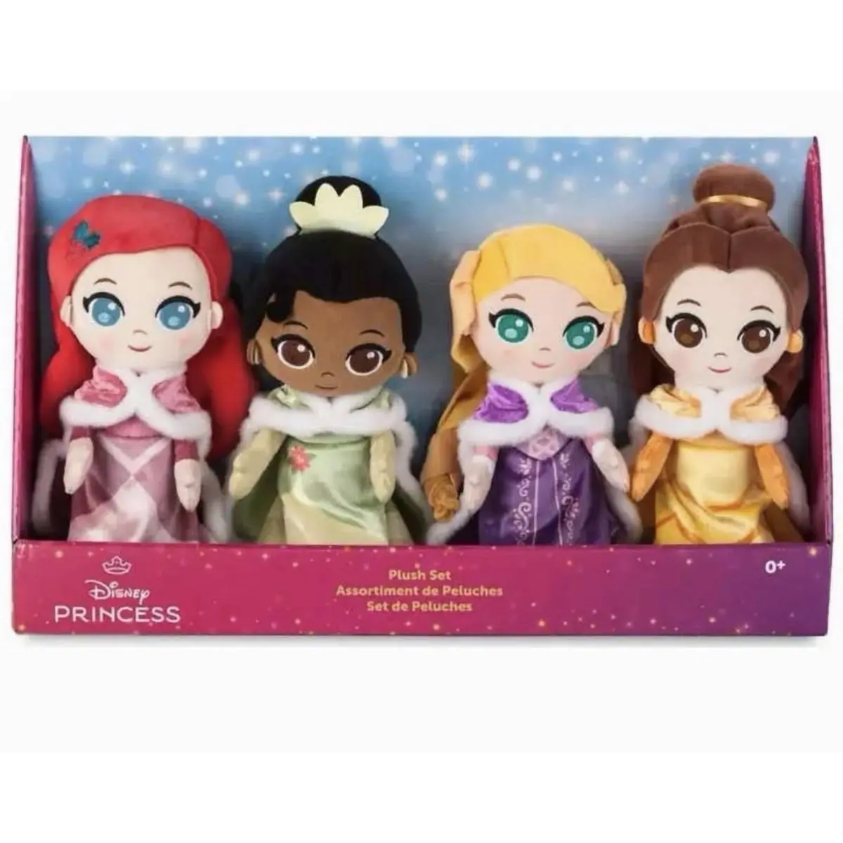 Disney Princess Holiday Soft Doll Set Ariel Belle Tiana Rapunzel Plush