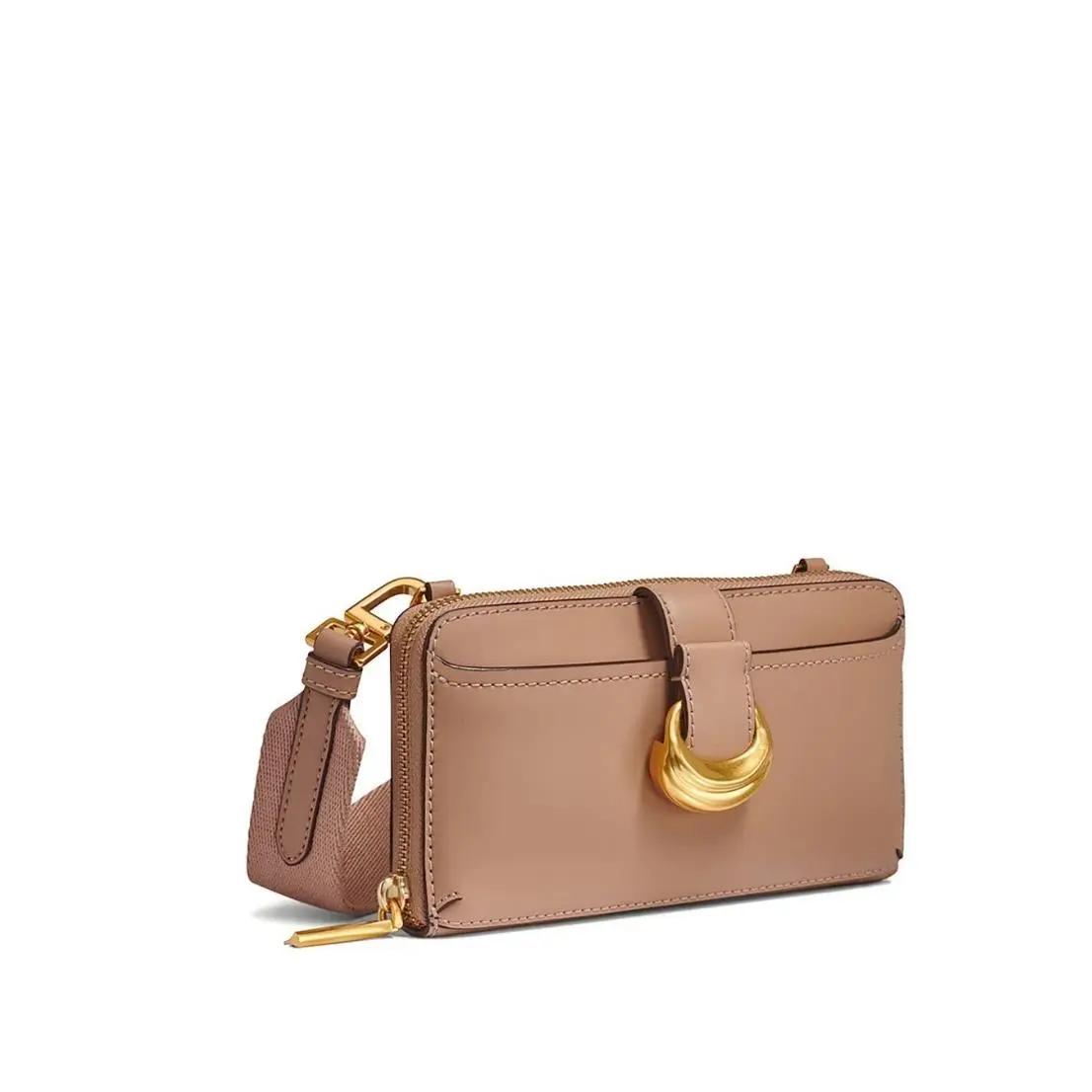 Donna Karan NY Valley Stream Buckle Mini Phone Crossbody Bag Wallet -fawn /tan