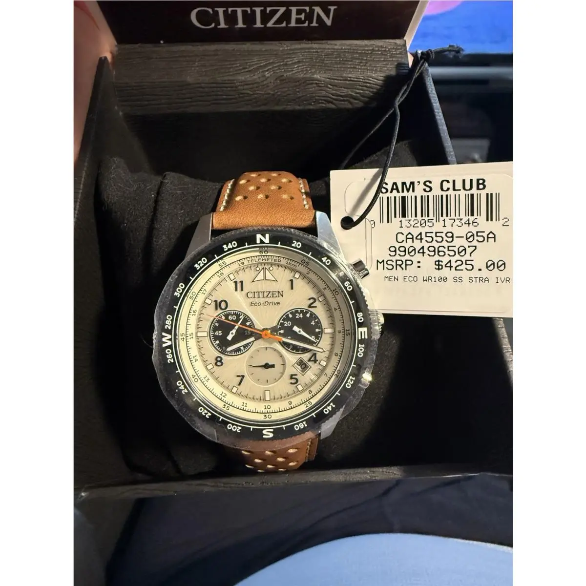 Citizen - Men`s Eco-drive Chronograph Watch - CA4559-05A Brown Leather Strap