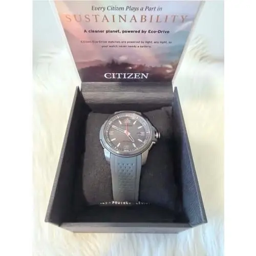 Citizen Eco-drive Men`s Gray Rubber Strap Watch Model AW1157-08H