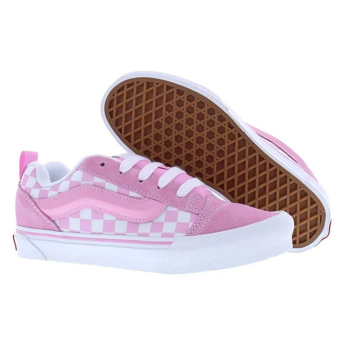 Vans Knu Skool GS Girls Shoes - Checkerboard Prism Pink/True White, Main: Pink