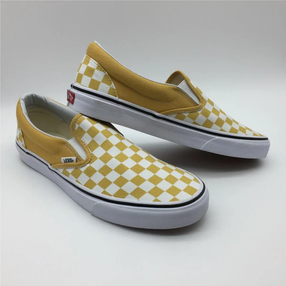 Vans Men`s/women`s Shoes Classic Slip-on Checkerboard Ochre/true