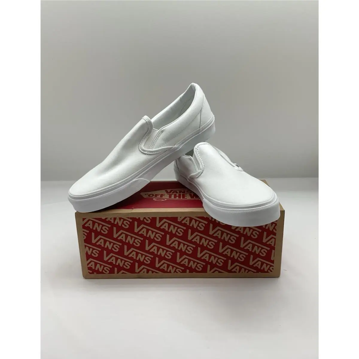 Vans Men`s Classic Slip-on True White Shoes Classic Canvas