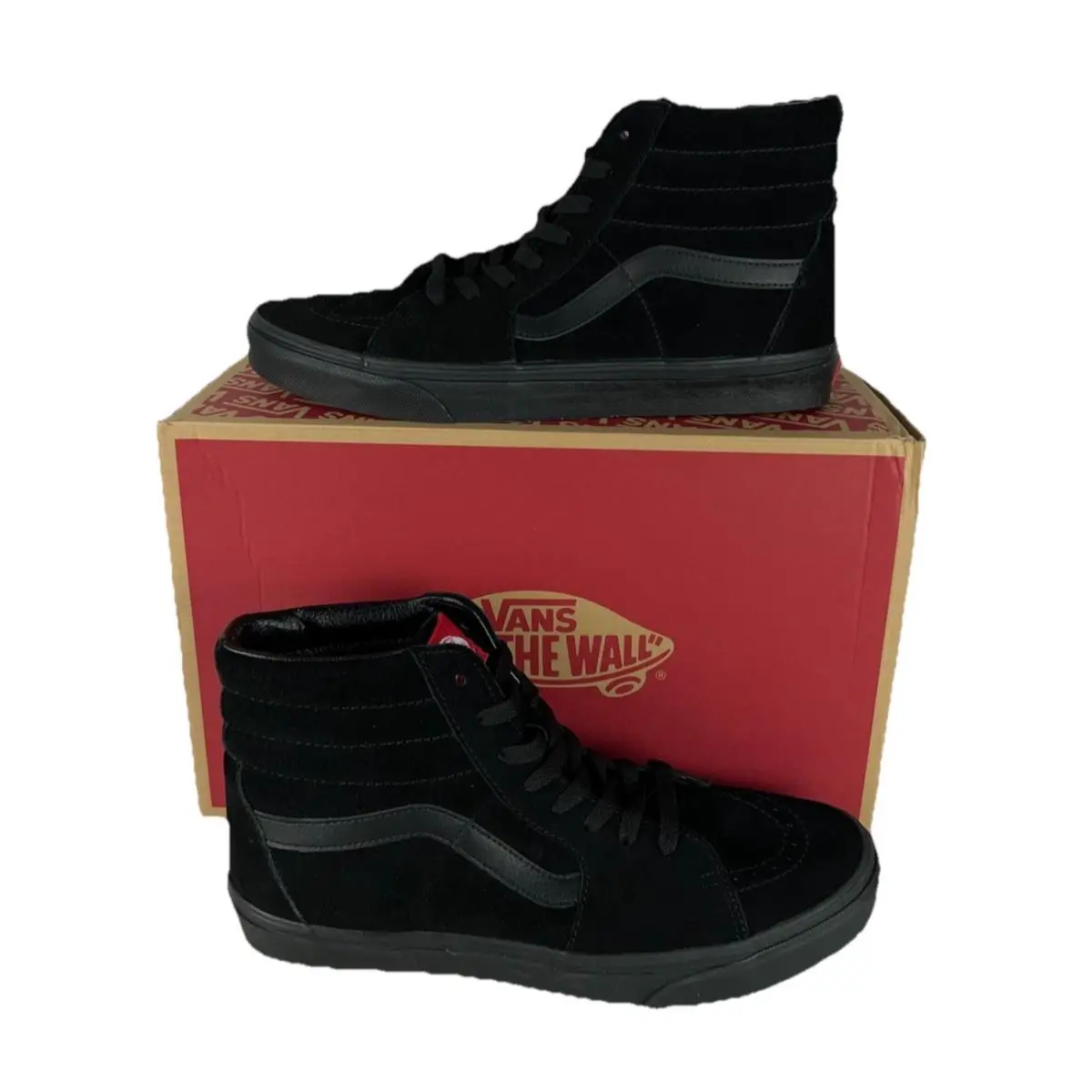 Vans Sk8-Hi Triple Black Skate Suede Shoes Sneakers Mens Size 9.5