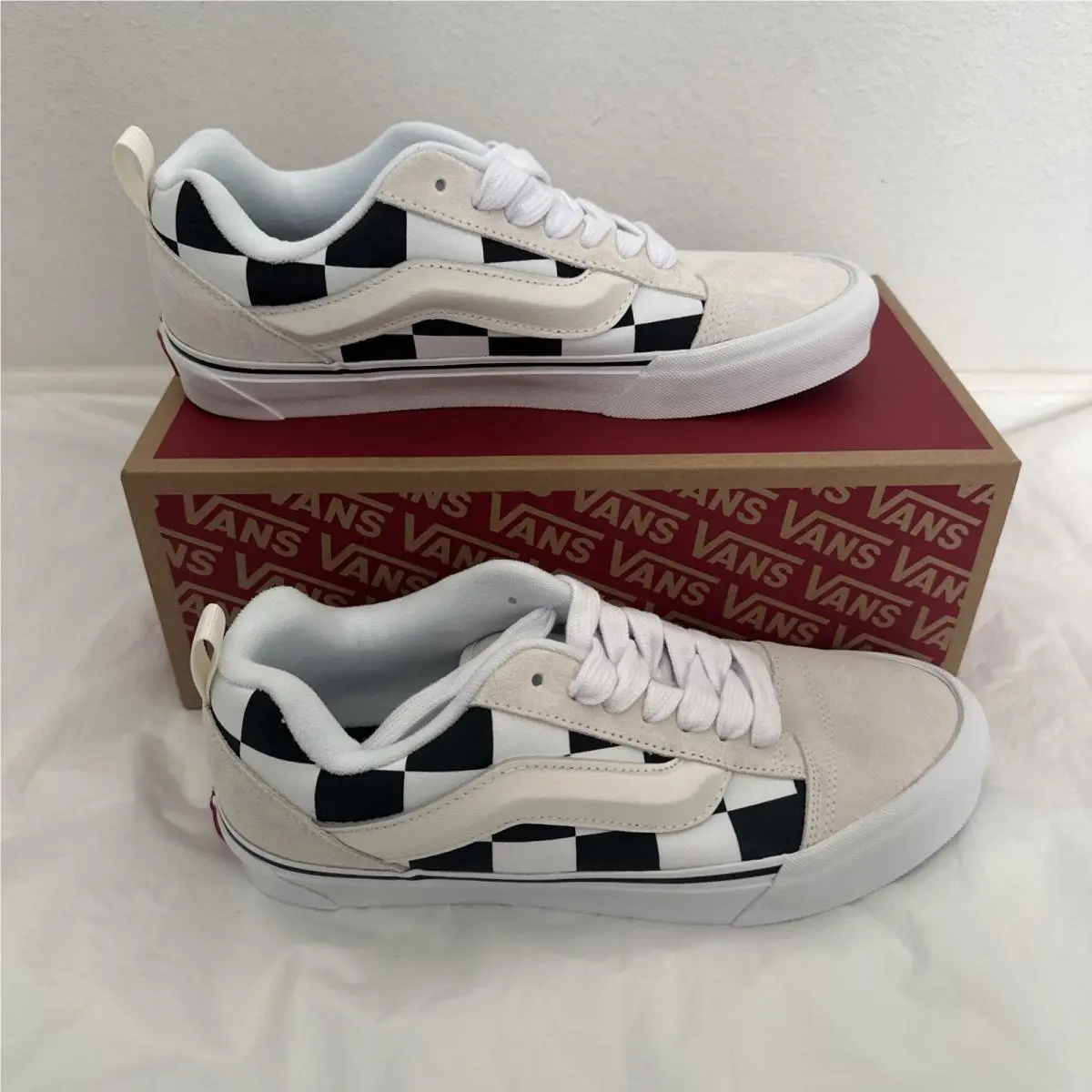 Vans Knu Skool Checkerboard Shoe White/ivory Men’s Size. 10
