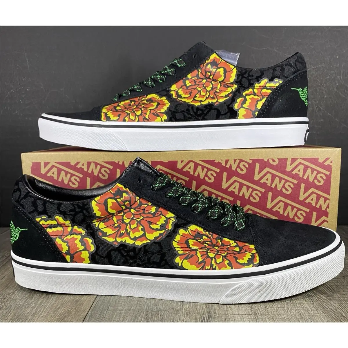 Old Skool Dia De Los Muertos Day of The Dead Black Marigold Skull Men 12 by Vans