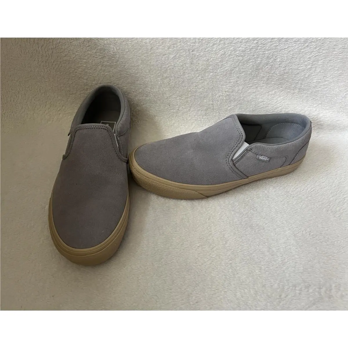 Vans Shoes Asher Men’s Sz 9 Slip On Sneaker Skate Off The Wall Suede Frost Gray