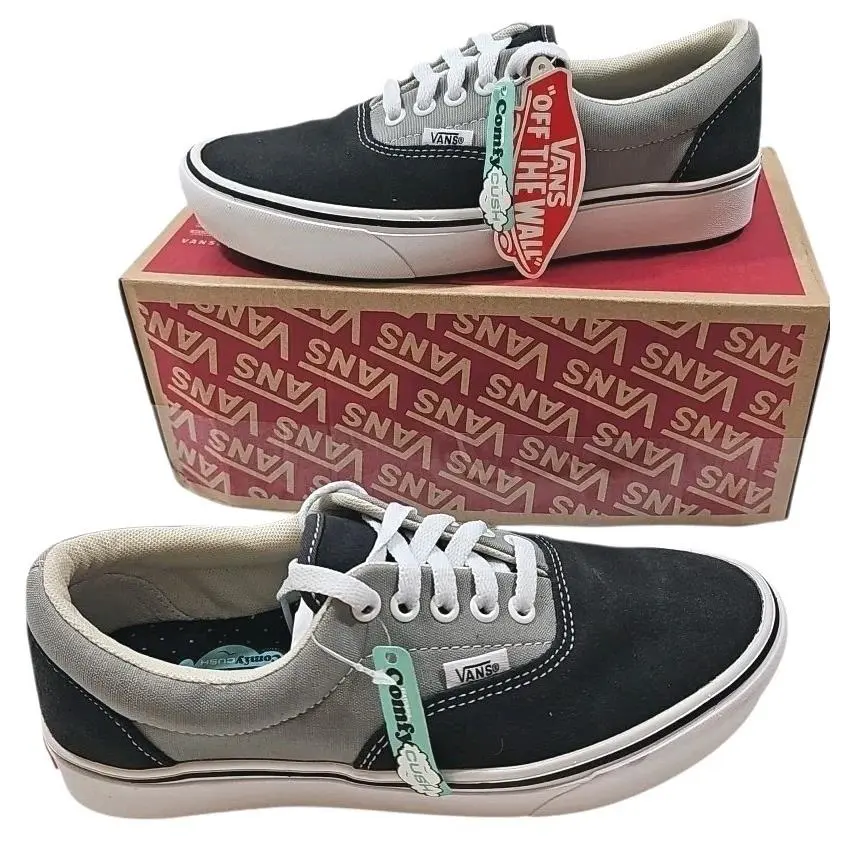 Vans Woman 8 Mens 6.5 Comfycush Era Suede/canvas Asphaltdrzl Black/gray Sneakers