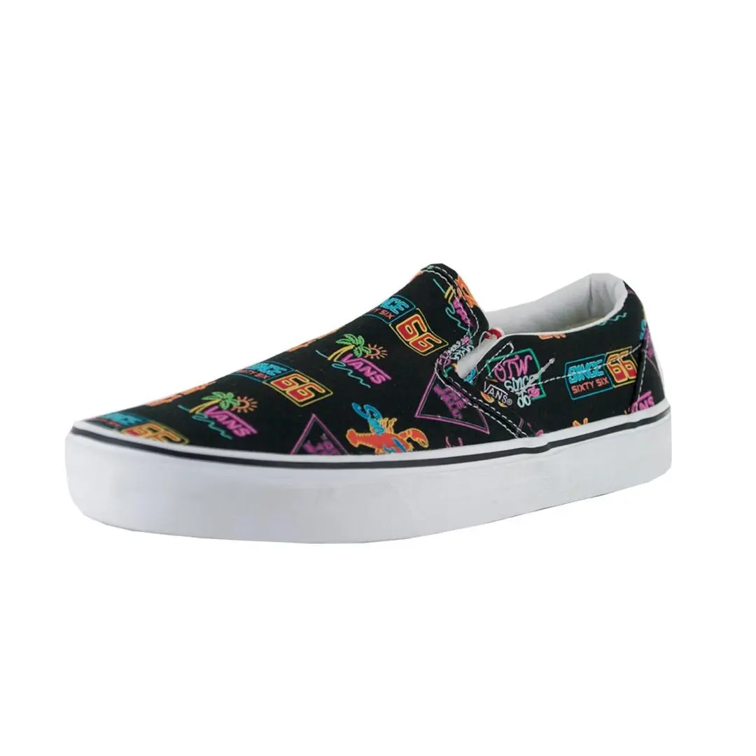 Vans Market Classic Slip-on Sneakers Black/neon Skate Shoes