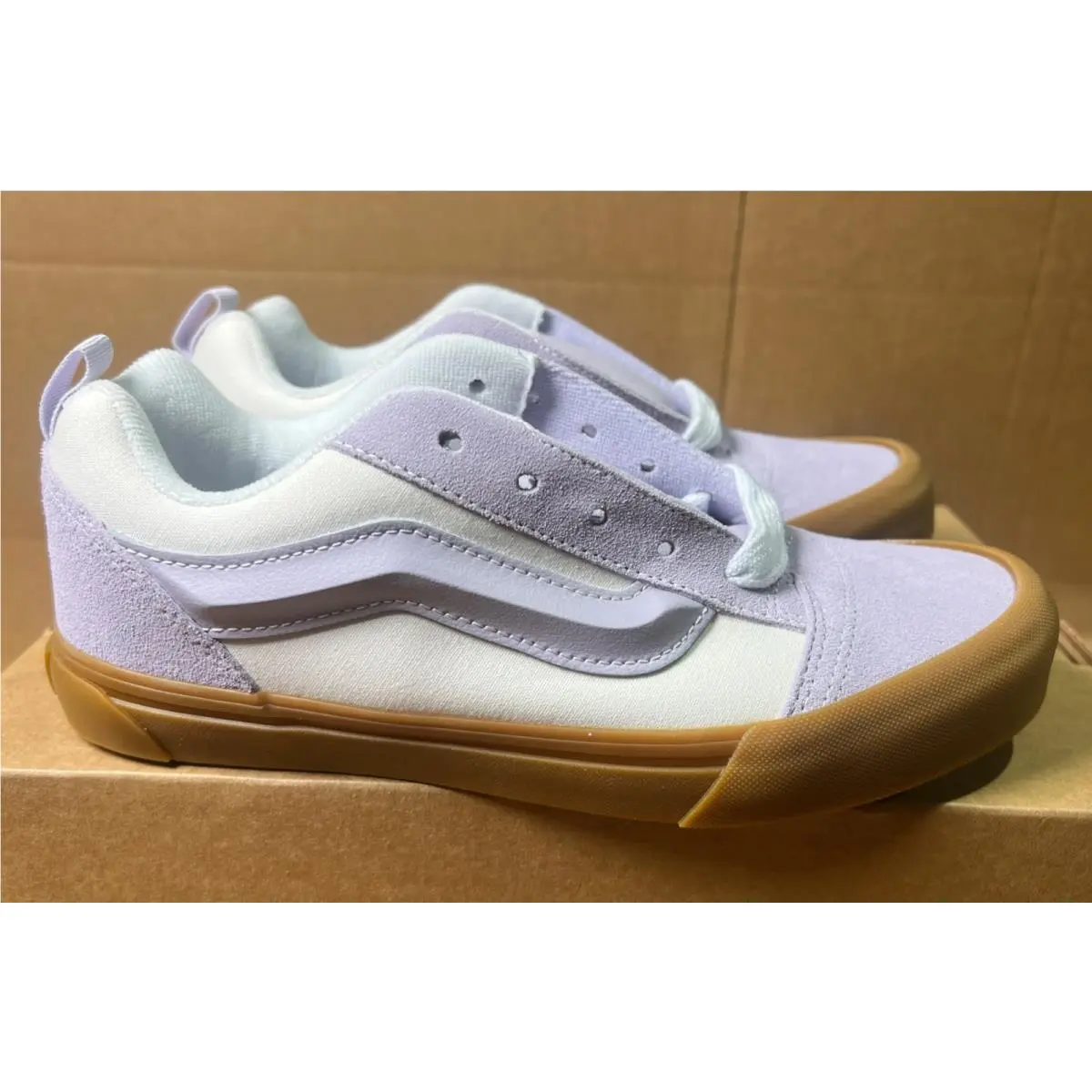 Vans Knu Skool Men`s Low Top Lace Up Skateboarding Sneakers Lavender/white/gum