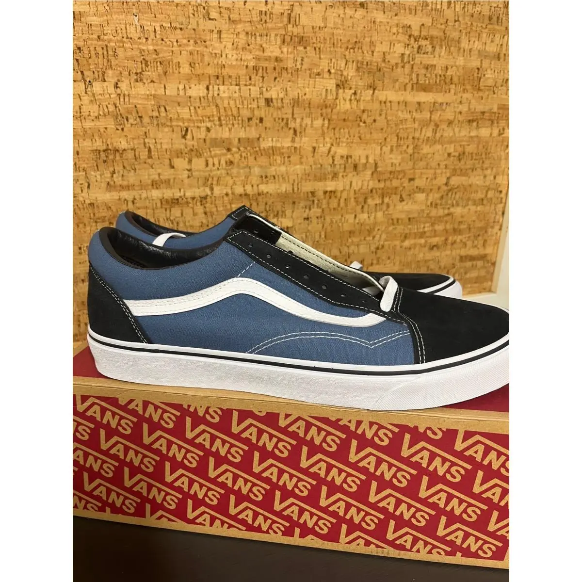 Vans Old Skool Navy Black White Suede Canvas Skate Shoes Mens 13 VN000D3HNVY