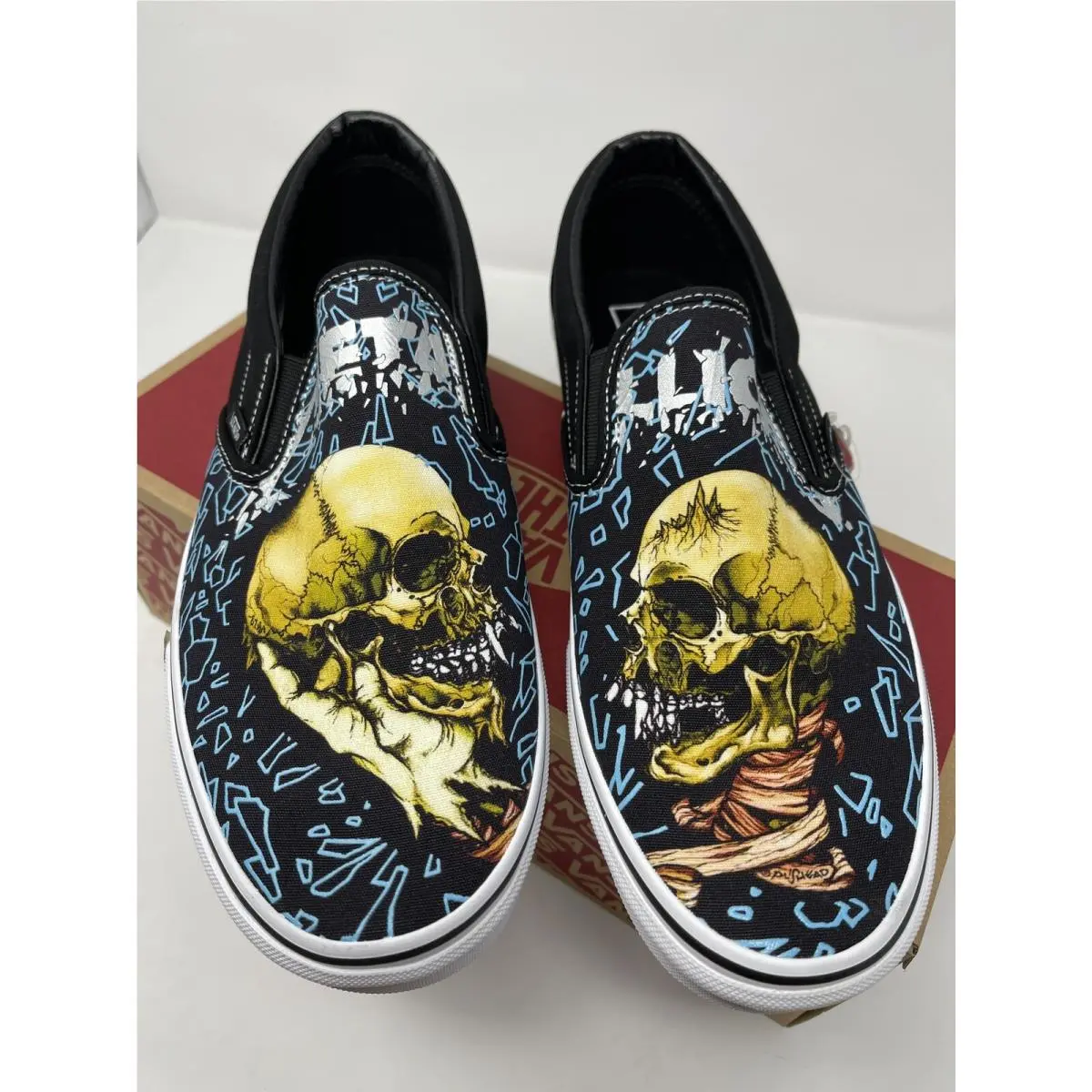 Vans Metallica Push Head Classic Slip On Black True White Men`s Size 12