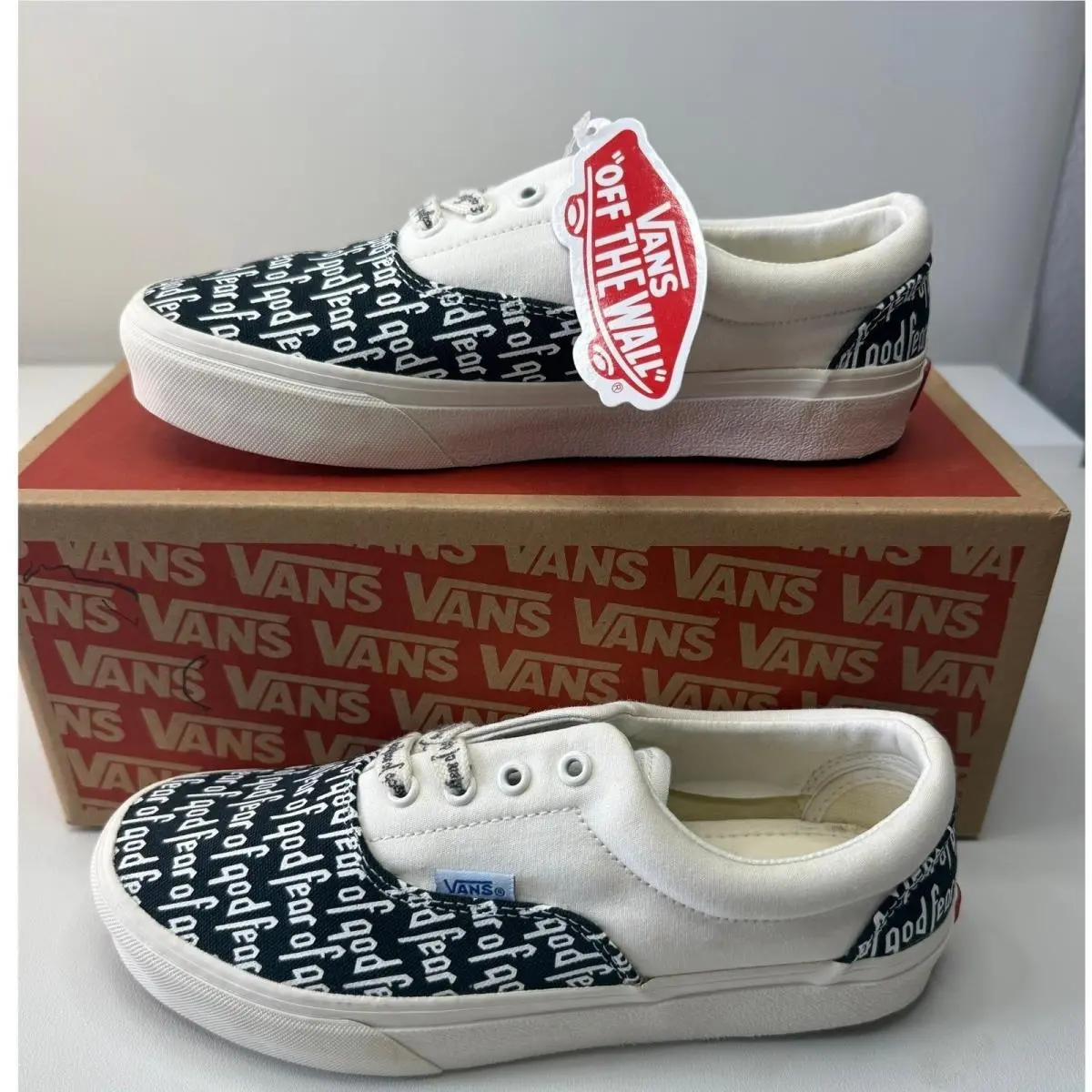 Vans Era Fear of God White Black Sneakers VN0A38FRMVL Womens 6 Mens 4.5