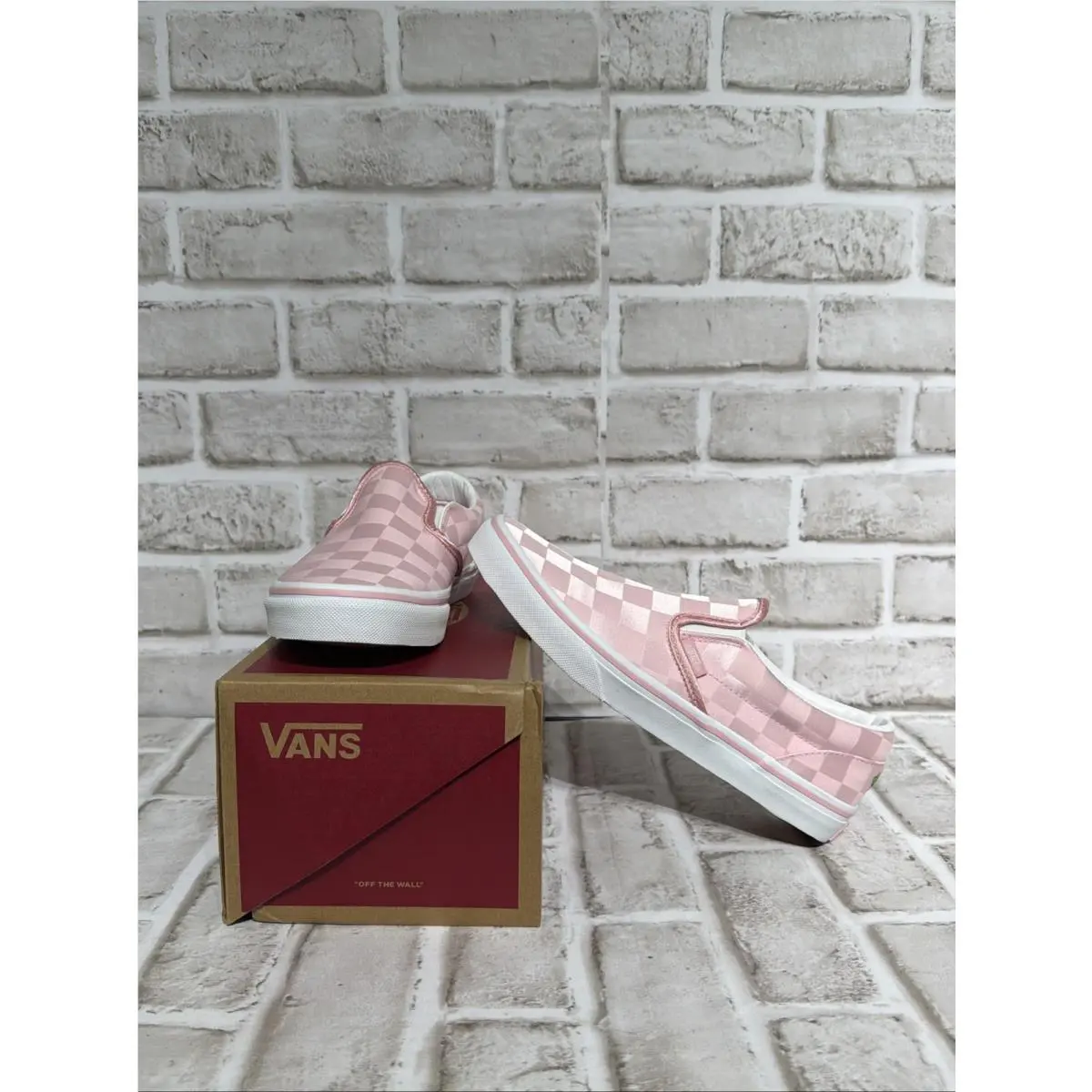 Vans Classic Slip-on Checkerboard Satin Rose Pink Women Sneakers Sz M4.5 W6