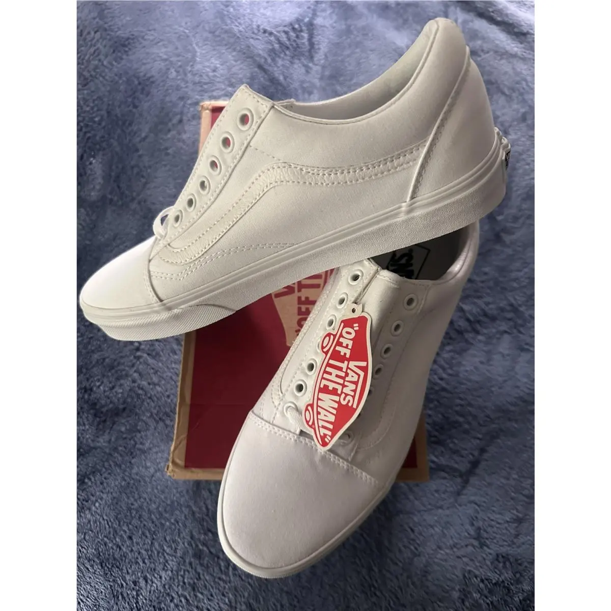 Vans Old Skool Size 10.5 Mens True White Canvas Sneakers Low Top Skate Shoes