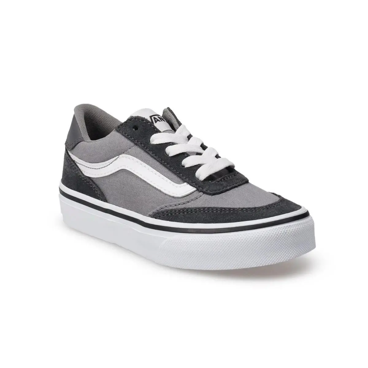 Vans Brooklyn LS Shoes Boys Size 4 Gray Asphalt White Stripe