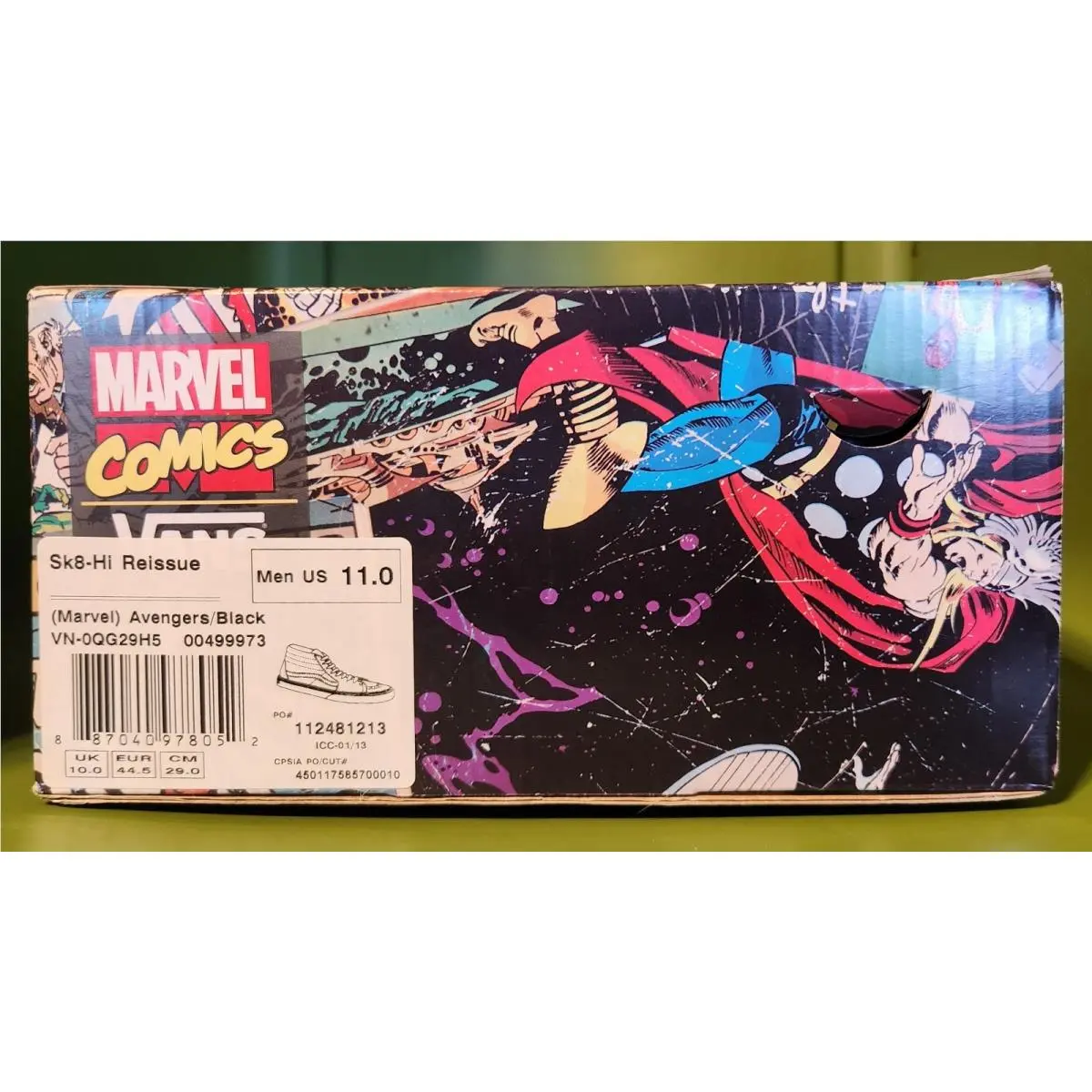 Mens 11 - Vans SK8-HI Reissue x Marvel Comics The Avengers Rare