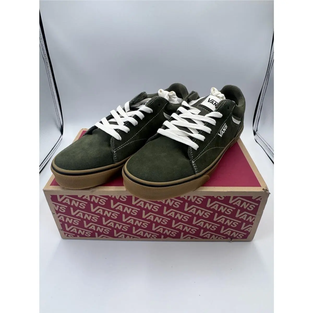 Vans Off The Wall Seldon Suede Military Olive/gum Skate Shoes Mens Size 9.5