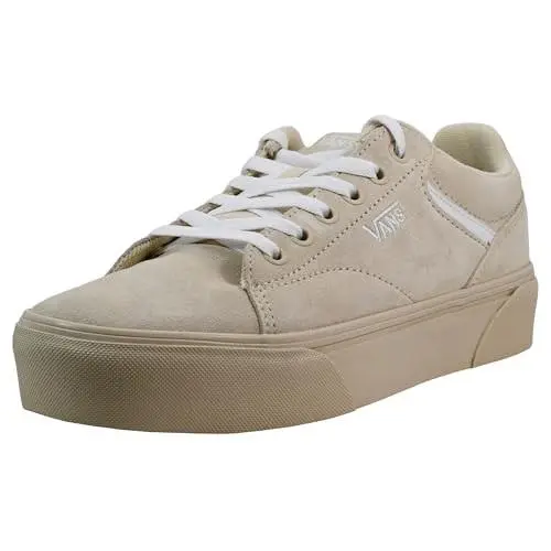 Vans Women’s Seldan Platform Sneaker Creme Brulee Suede Casual Shoes Size 7