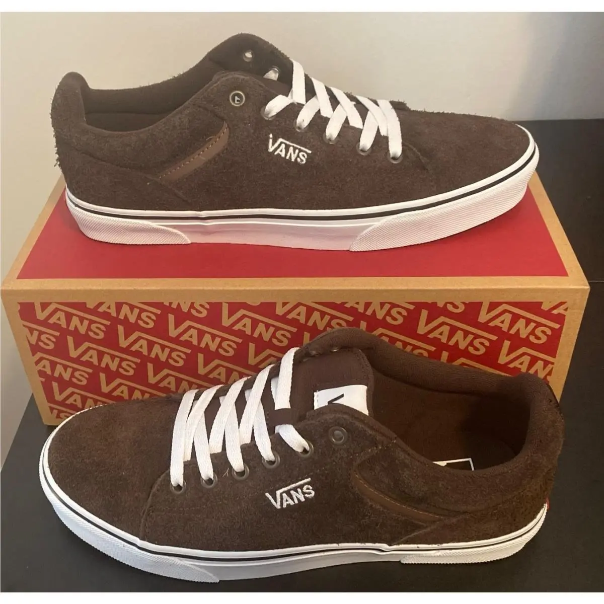 Vans Seldan Low-top Brown White Size 10 Hairy Suede Demitasse Sneakers For Mens