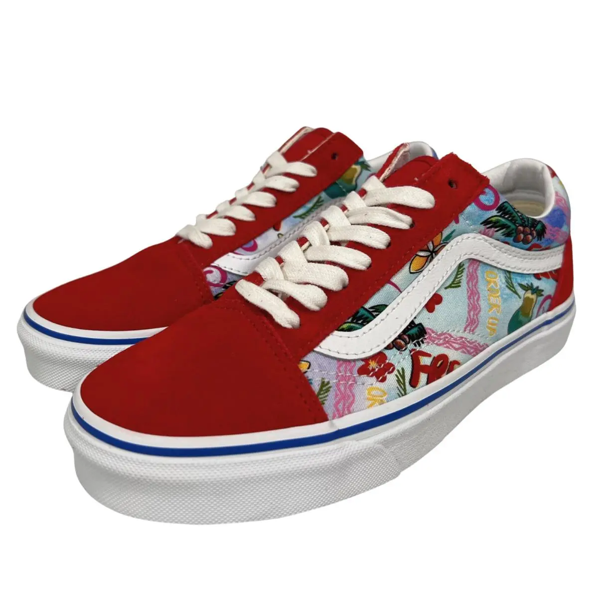 Vans Women`s Old Skool Skate Shoes Red/tropical Print Size Women`s 8.5