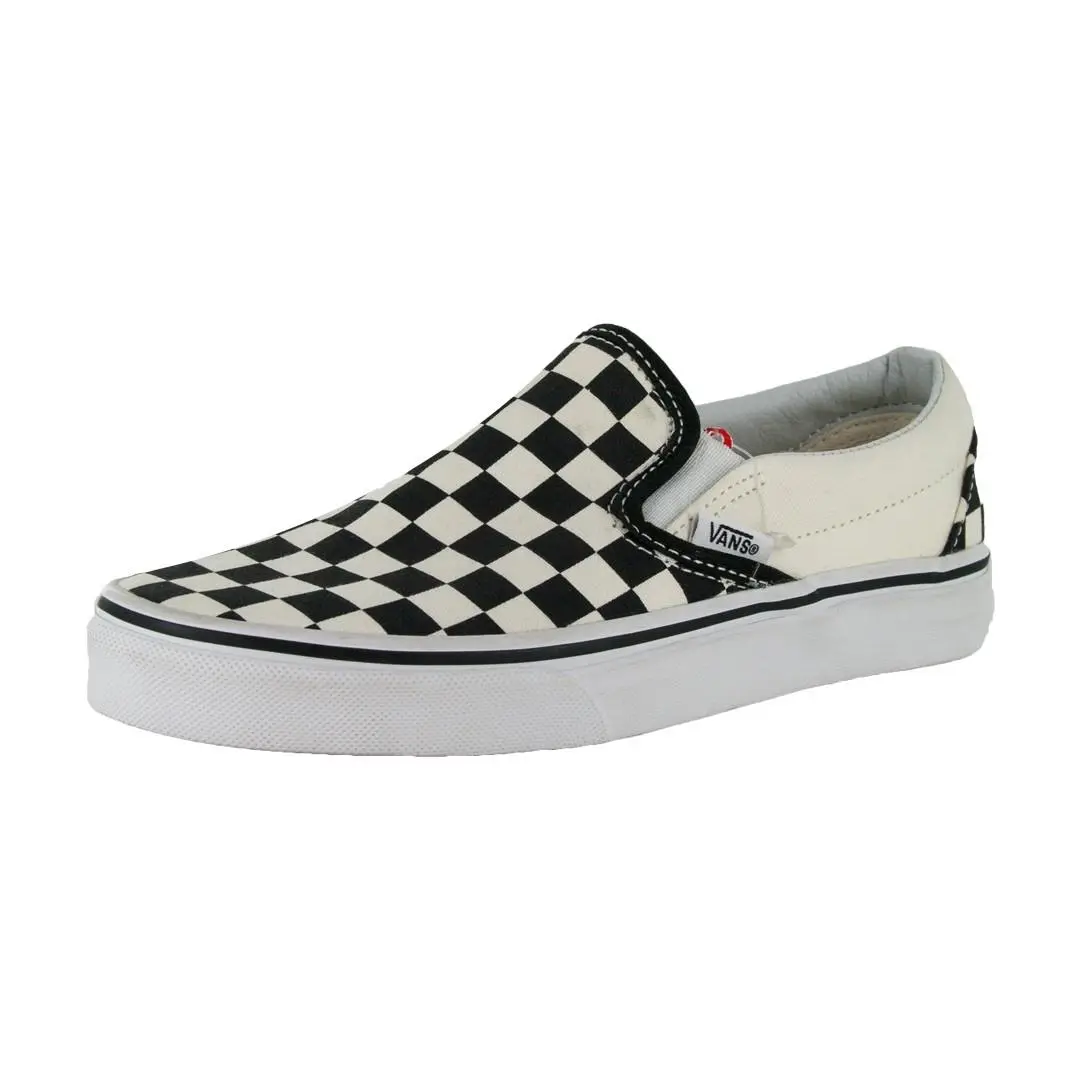 Vans Checkerboard Slip-on Sneakers Black/off-white Skateboarding Vulc Shoes - White