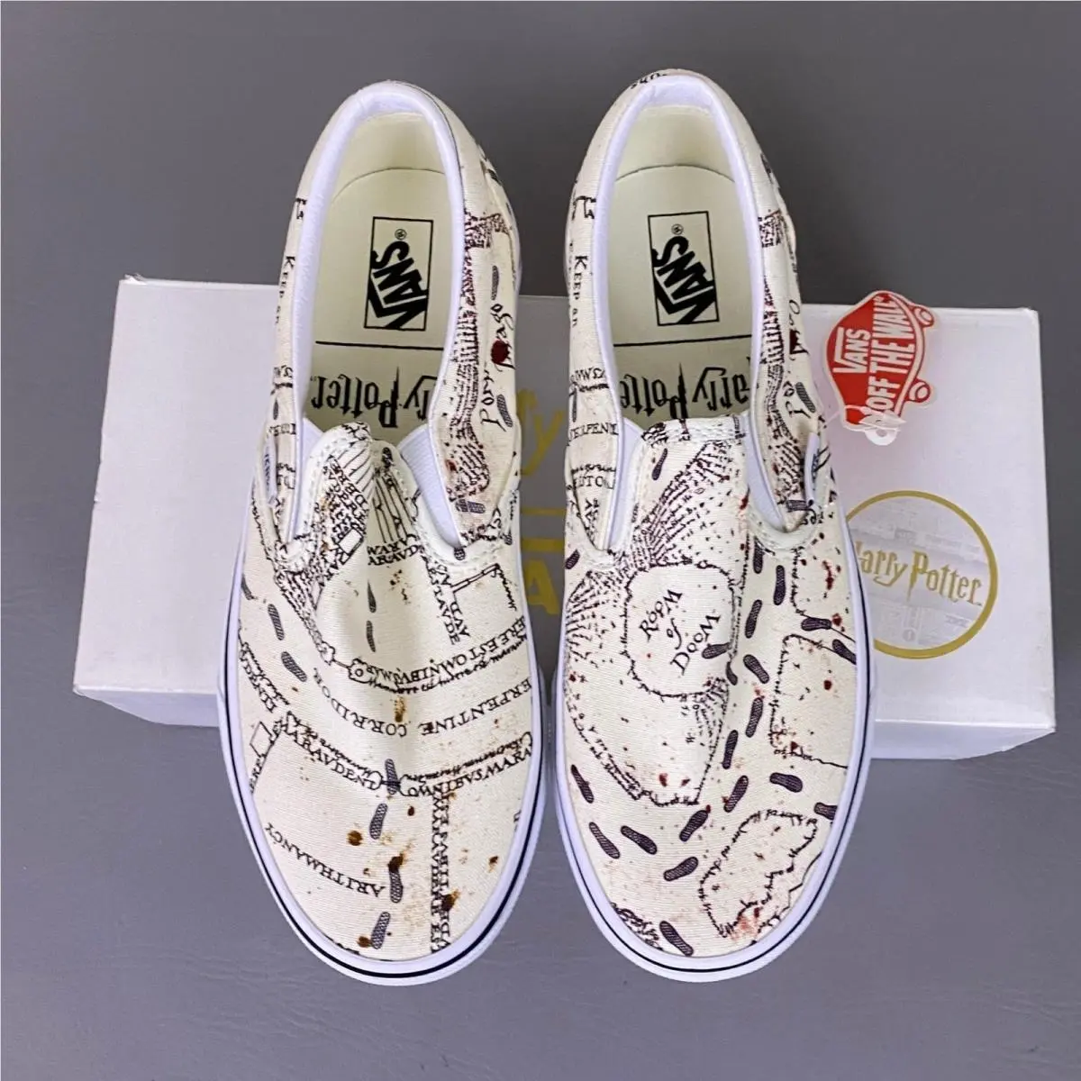 Vans Harry Potter Marauders Map Classic Slip-on Shoes Womens 8 Men 6.5