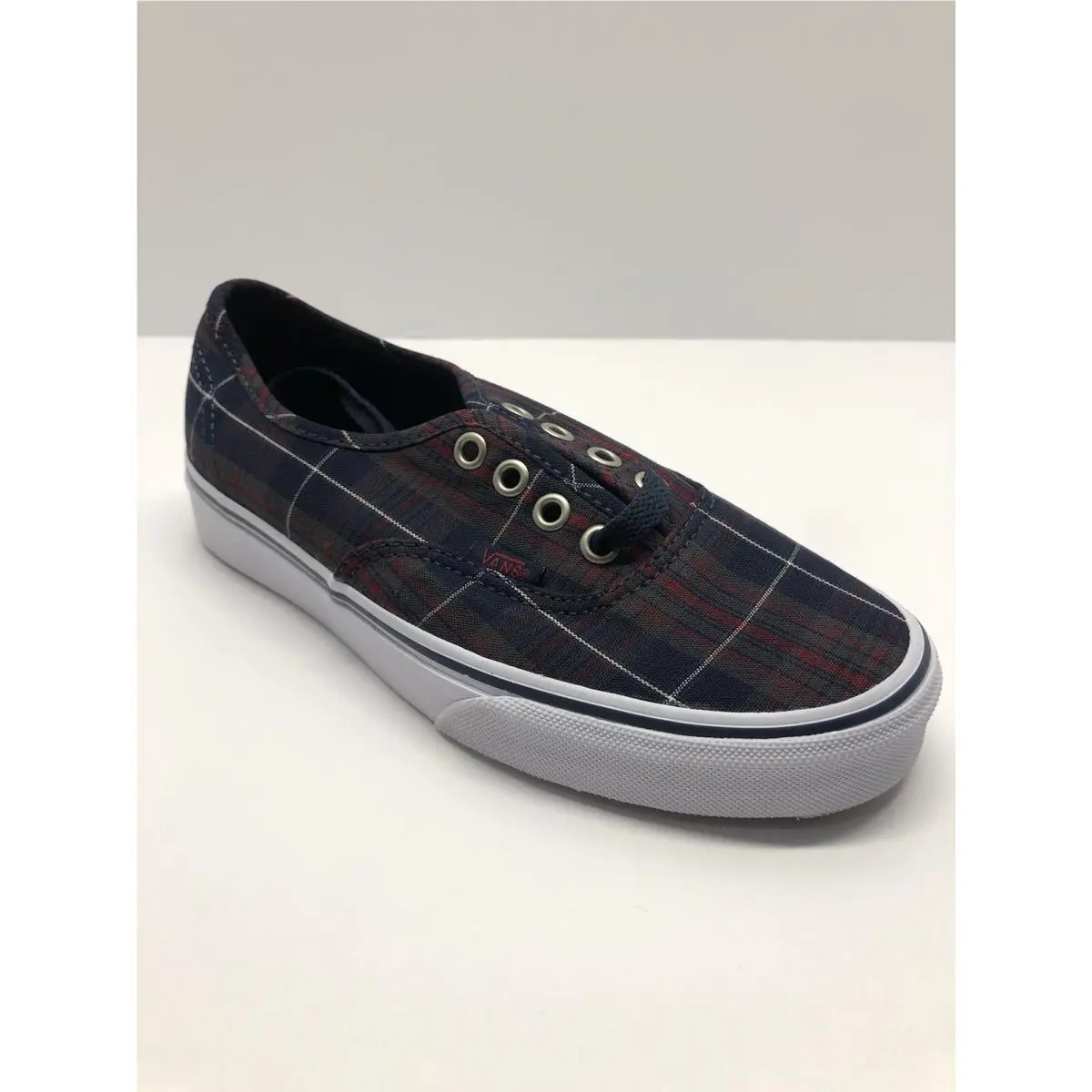 Vans Dress Blue Red Plaid Sneakers Shoes Men`s 3.5 Women`s 5 Skater Lace Up