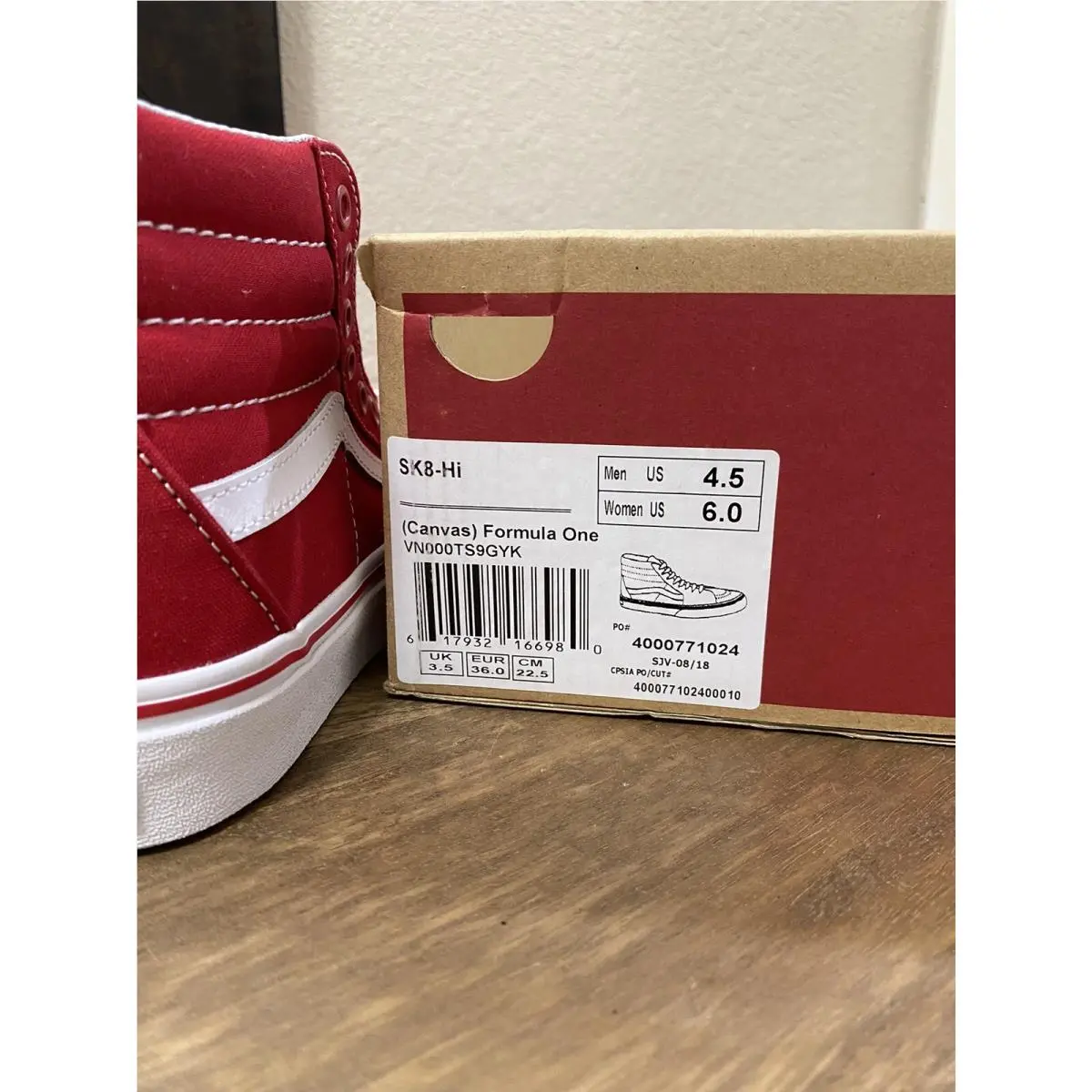 Vans shoes - VANS Sk8-Hi - VN000TS9GYK - Red / White 3