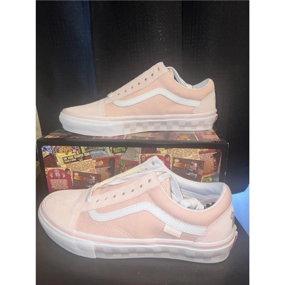 Vans Warped Tour Exclusive Pink Checkered Shoes Rare 8.5/10
