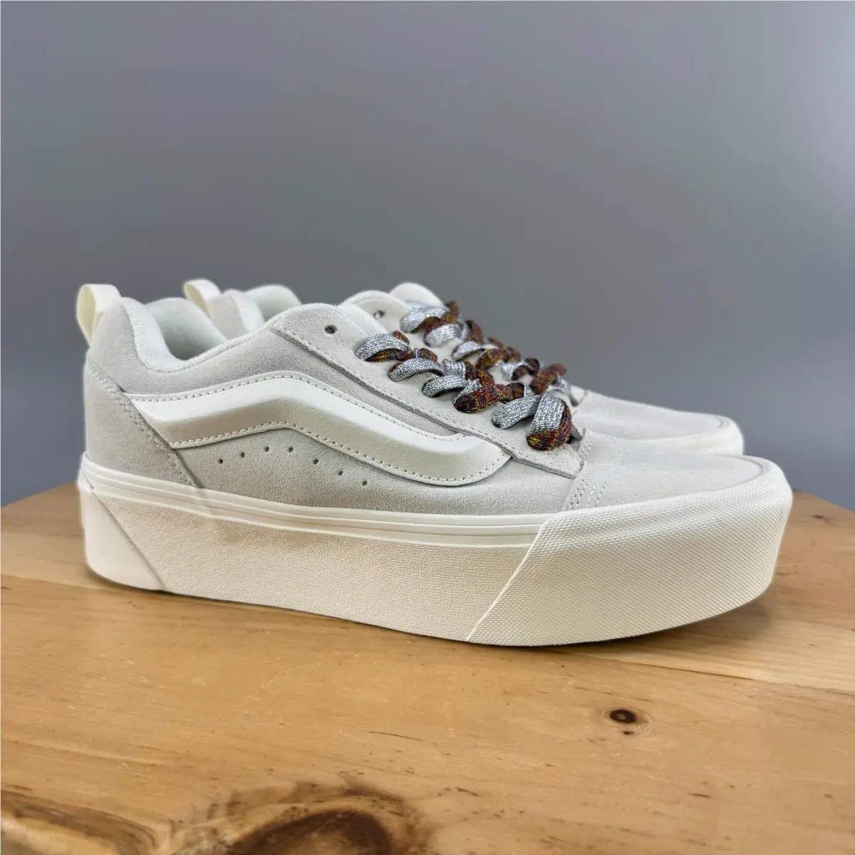 Vans Knu Skool Stack Women`s Size 9 White Platform Chunky Casual Sneakers