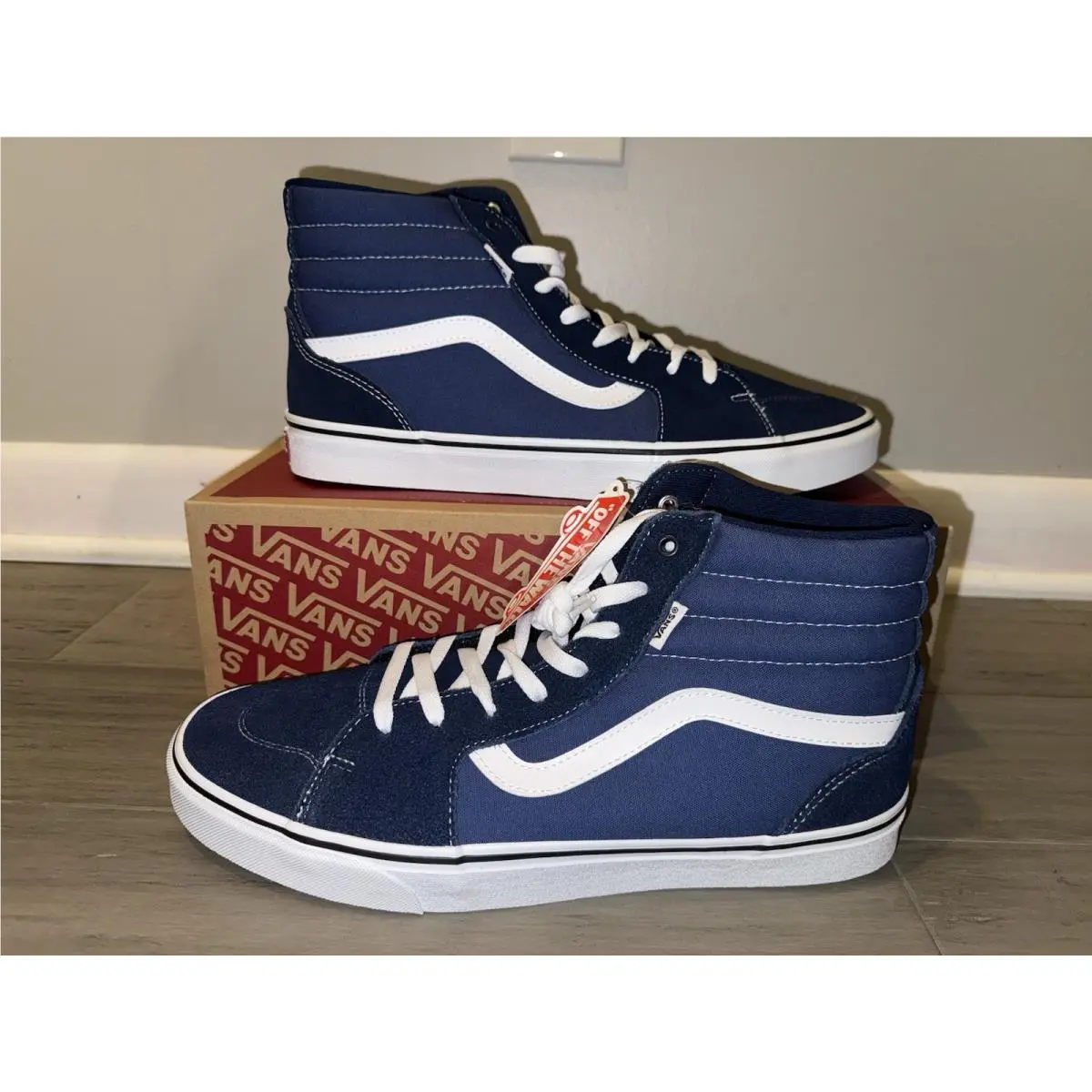 Vans Filmore Hi Top Skate Shoes Sneakers Navy Blue Suede Men`s Size 13