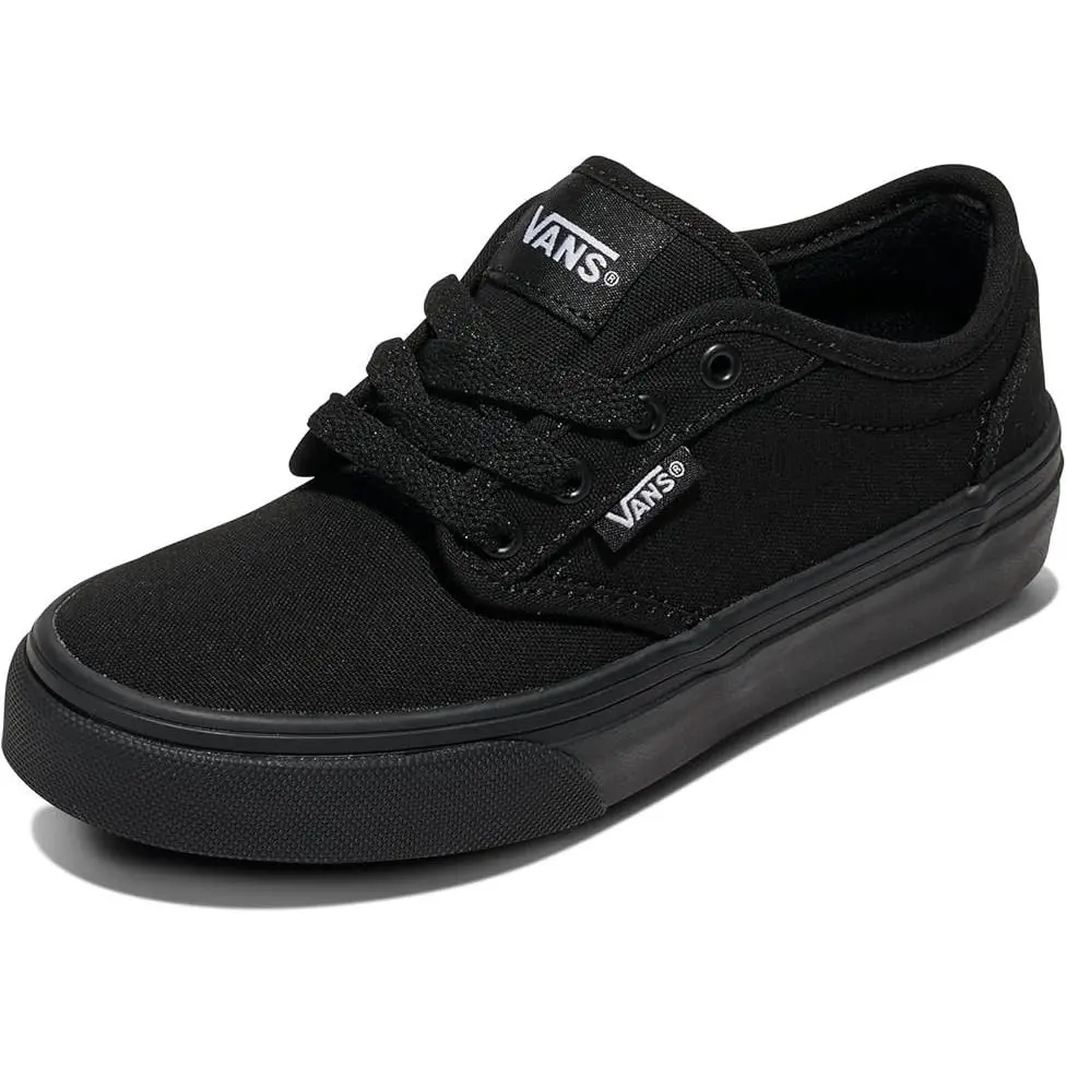 Vans Atwood Kids Black Canvas Low Top Sneakers Size 4 Unisex - Black / Black