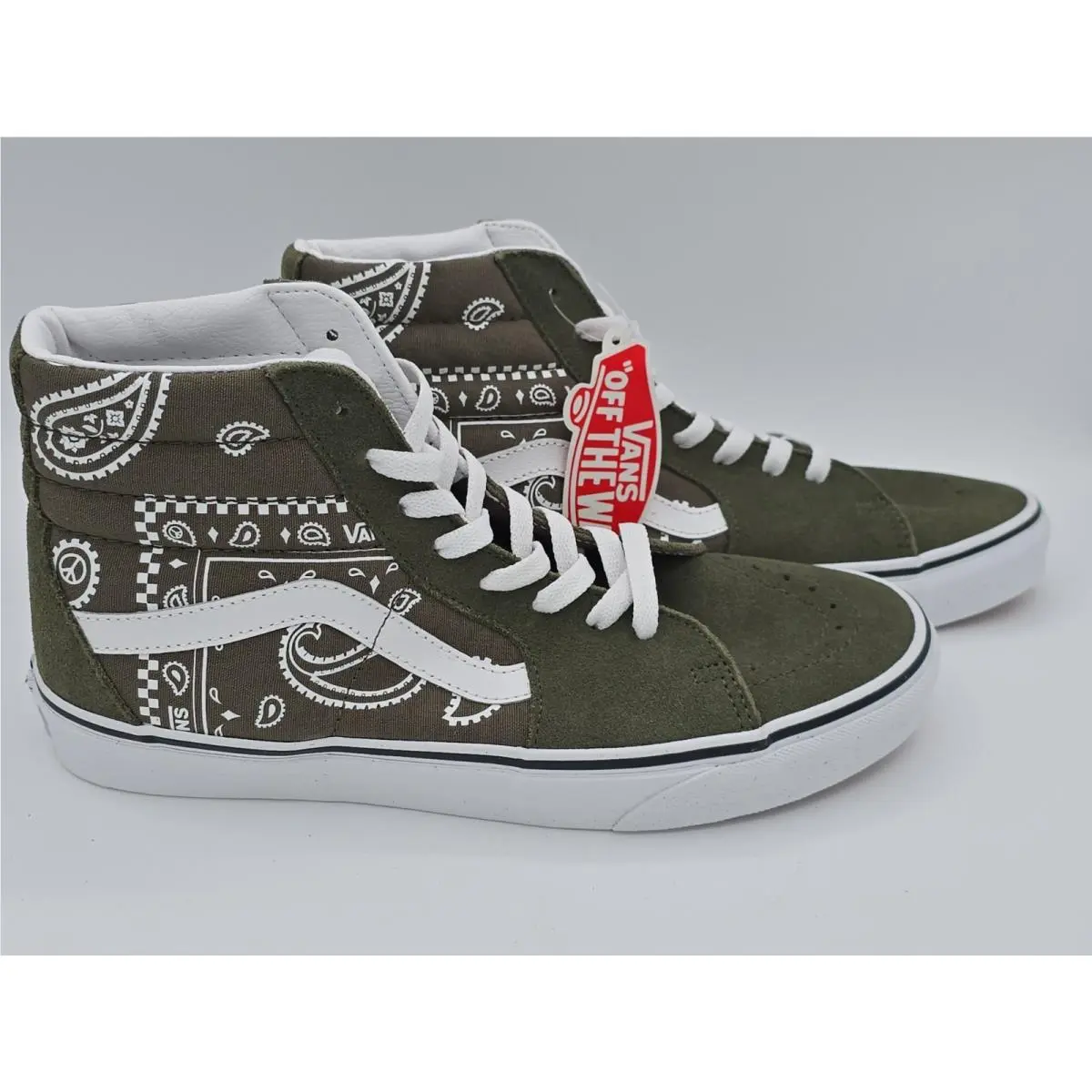 Vans Sk8 Hi Peace Paisley Grape Leaf Green White VN0A5JMJB0F Men`s Size 9
